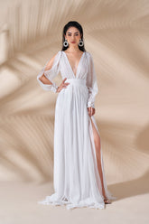 Natasha Plunge Neck Formal Chiffon Maxi Dress